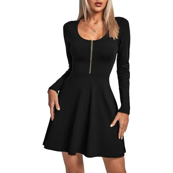 womens long sleeve ribbed dress Xenia Ribbed Dress